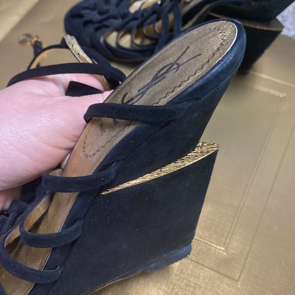 YSL black suede wedge sz38 - Picture 5 of 10